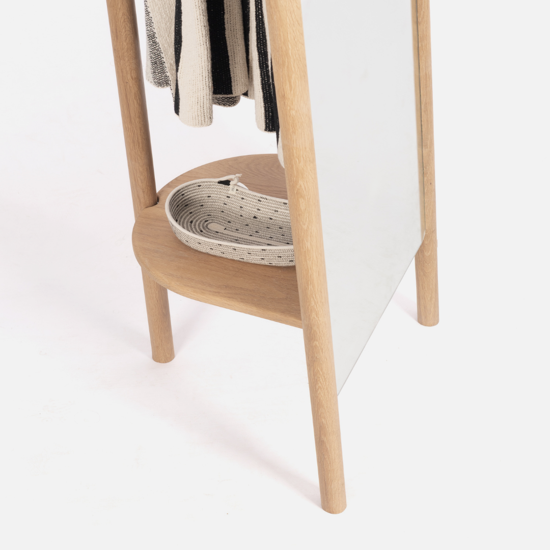 Scalla Freestanding Mirror - Solid Oak