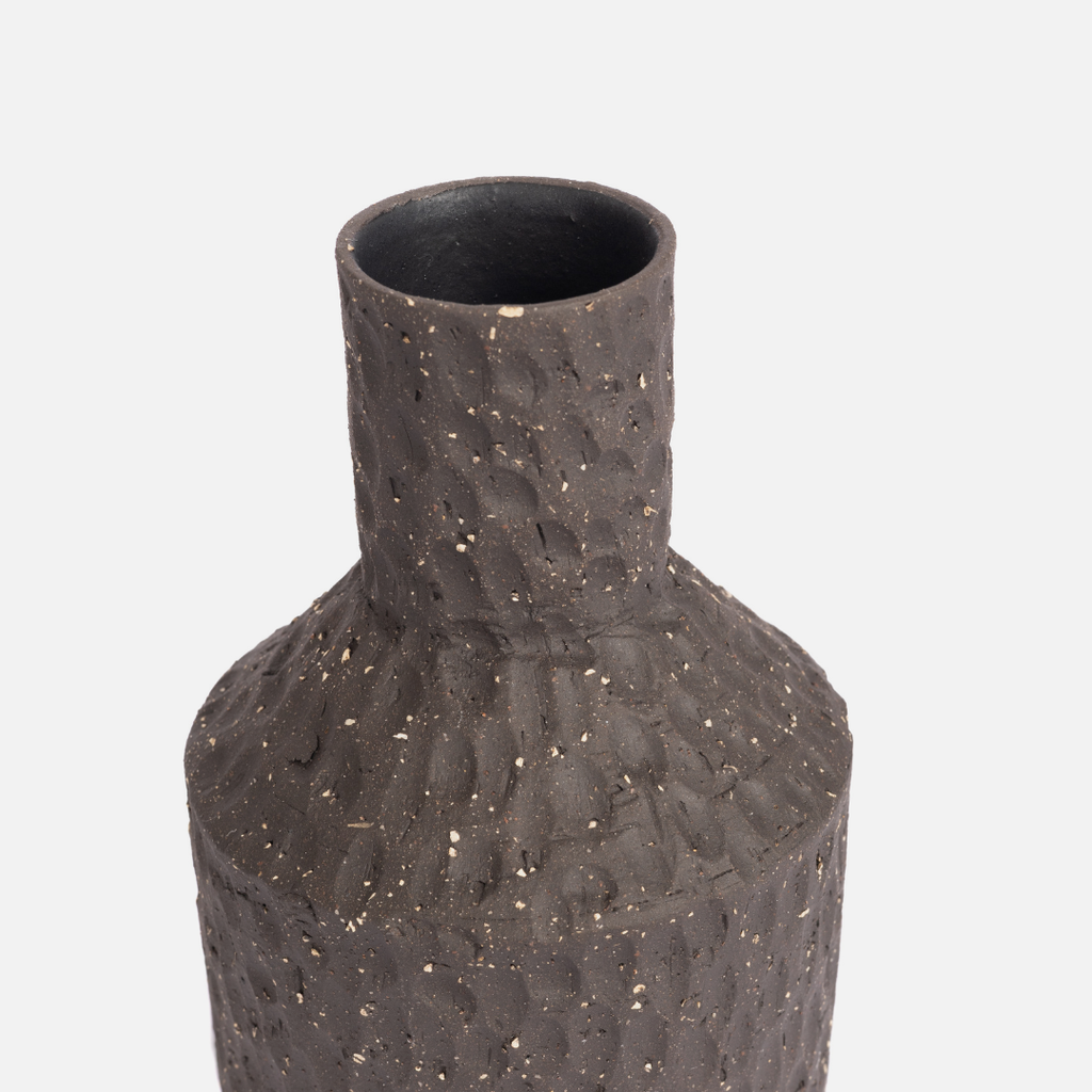 Etched Bottle Vase - Charcoal