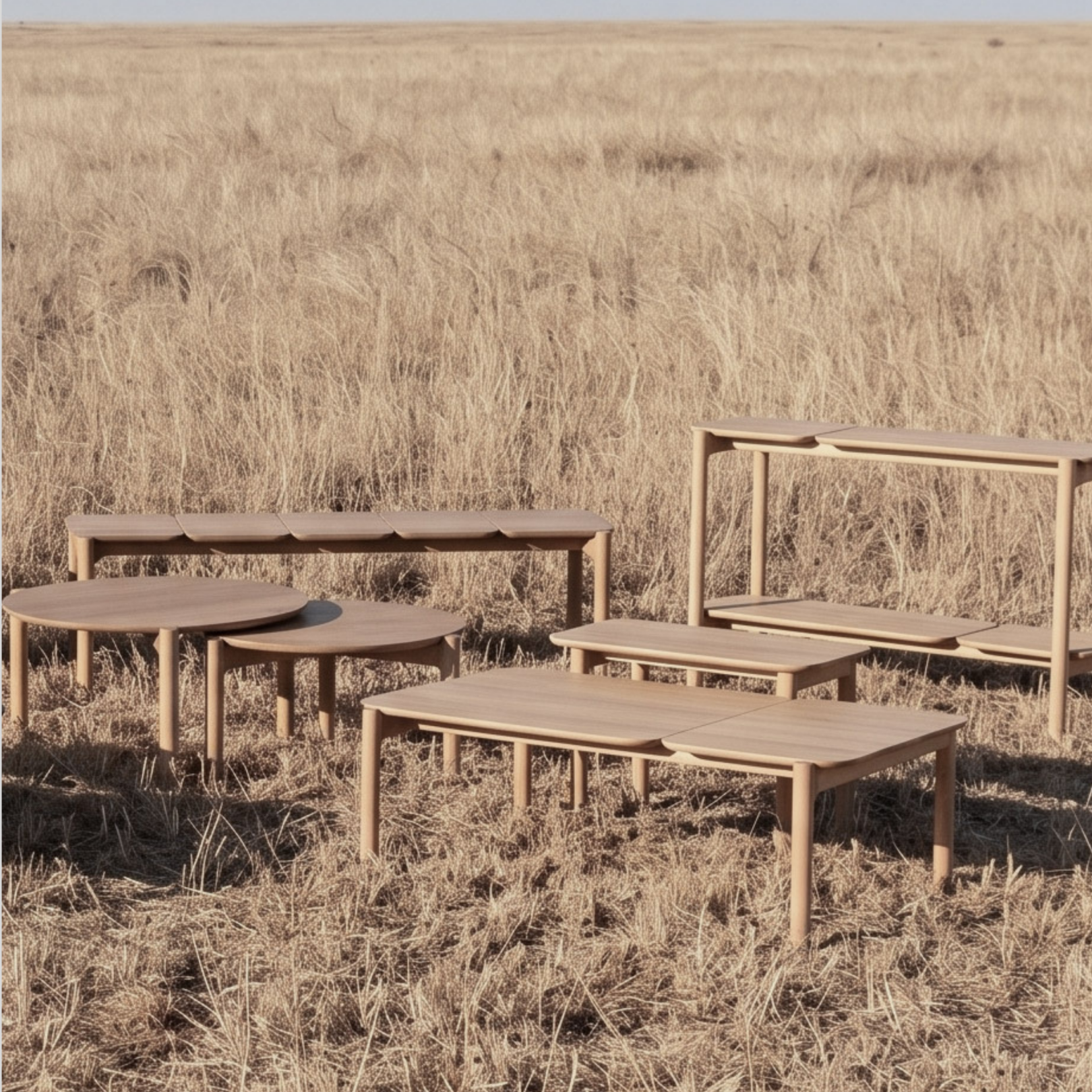 Akari Oversize Nesting Table Set- Solid Oak