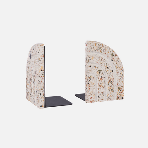 Nova Bookends - White Terrazzo