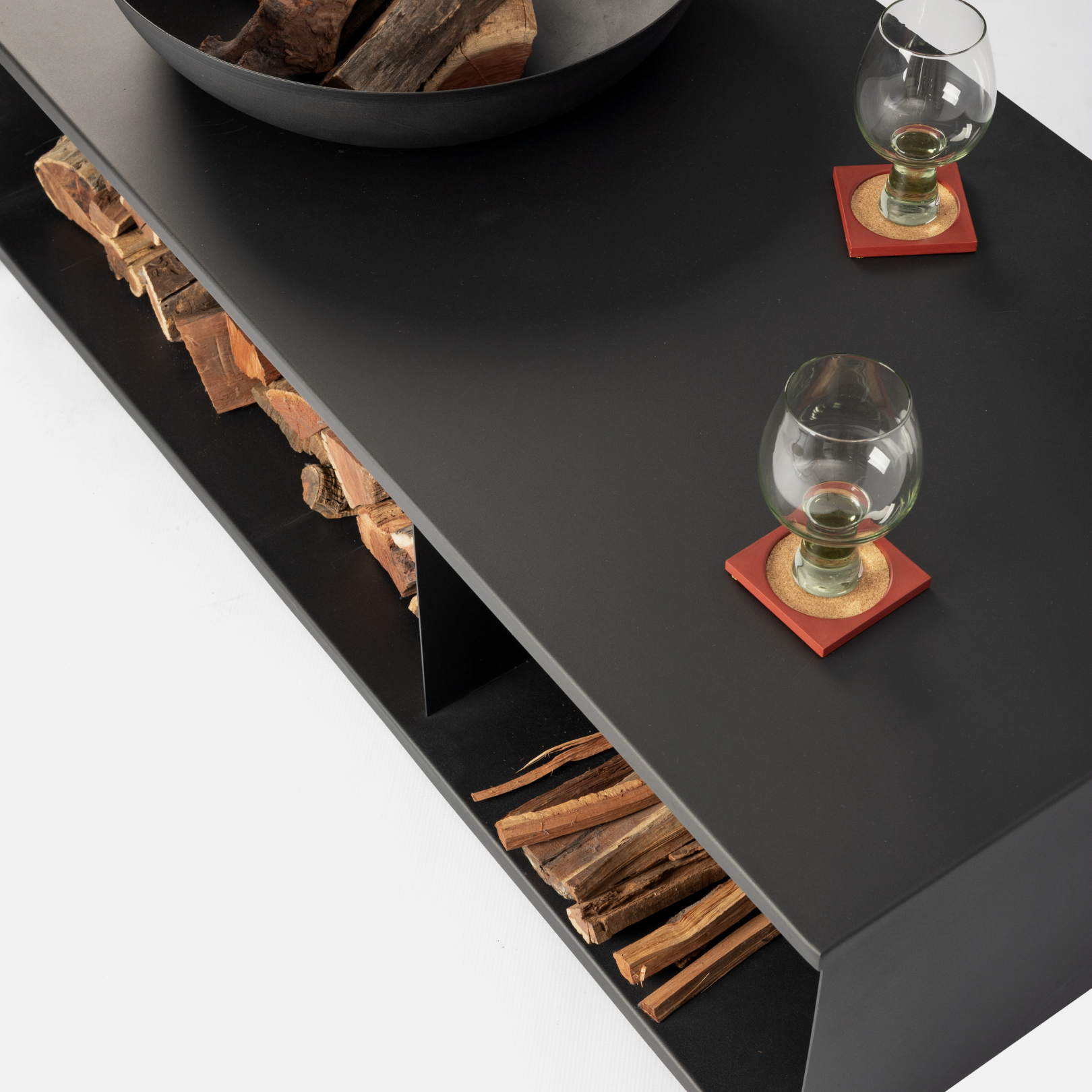 Hikari Fire Pit Table + Oak Top