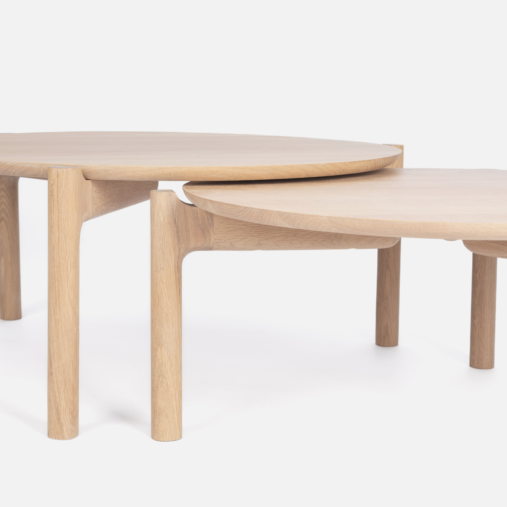 Akari Round Nesting Tables - Solid Oak