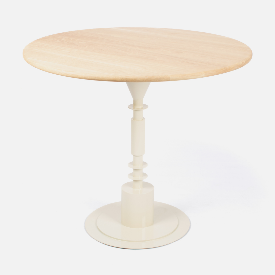 Afro Scandi Round Cafe Table - Light Oak + Cream