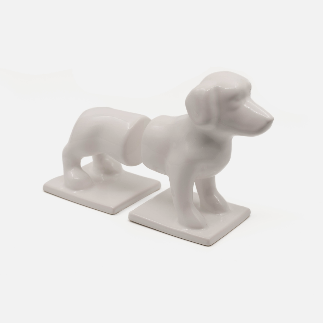 Korea Sausage Dog Bookends - White