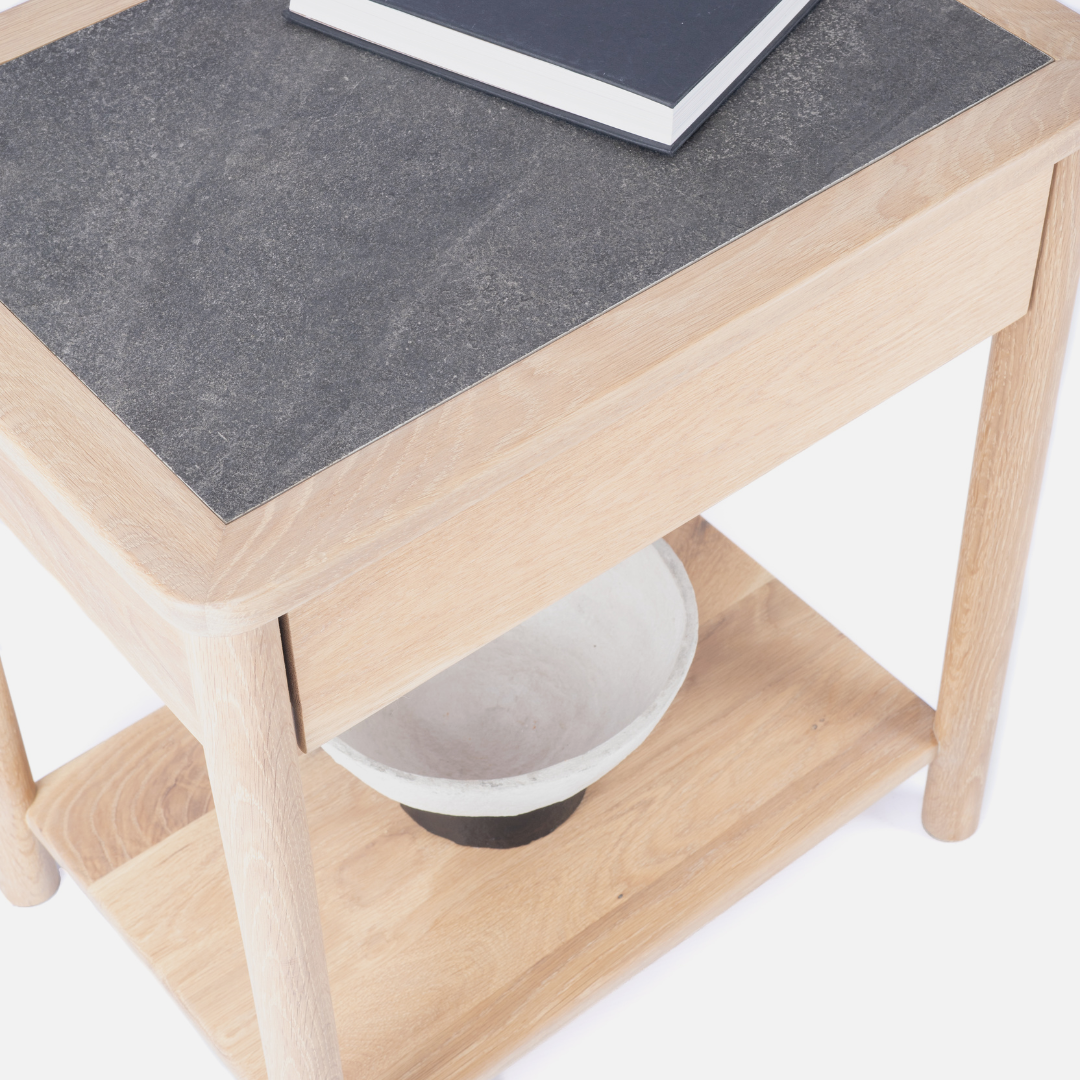 Scalla Oak Side Table - W/Shelf