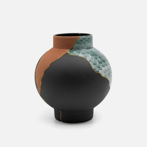 Midnight Vase - Terracotta, Grey, Black & Gold