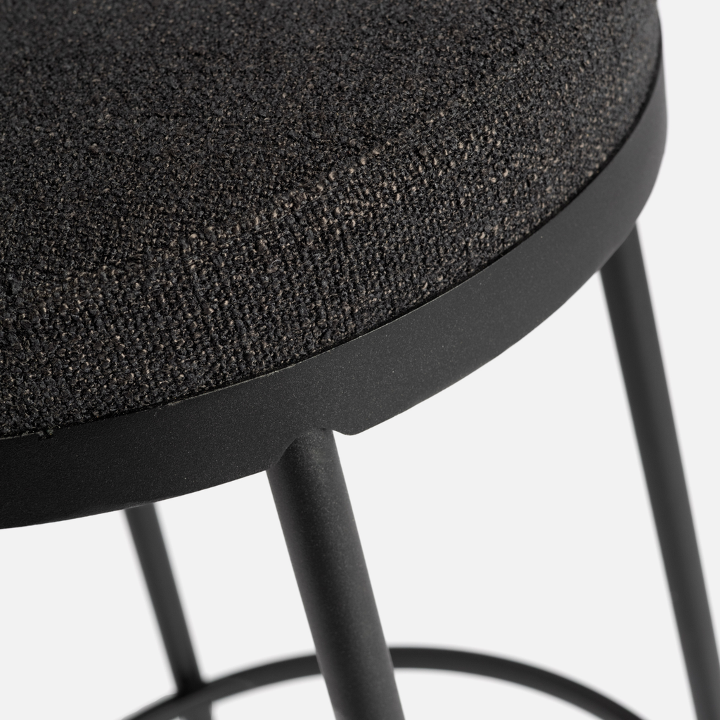 Stockholm Round Kitchen Stool - Jet Black