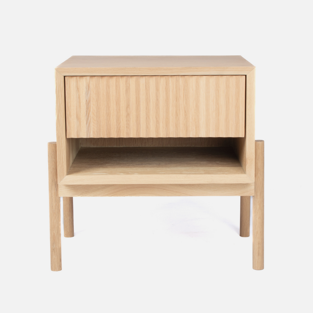 Copenhagen Fluted Bedside Table - Light Oak
