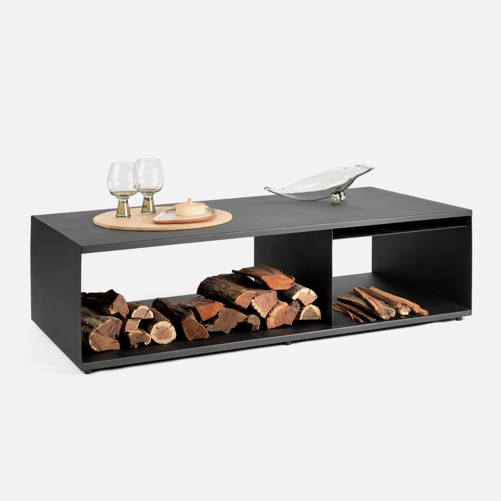 Hikari Fire Pit Table + Oak Top