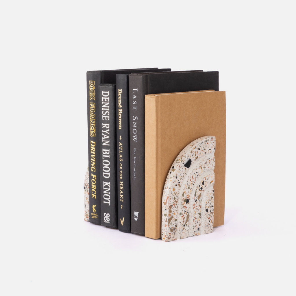 Nova Bookends - White Terrazzo