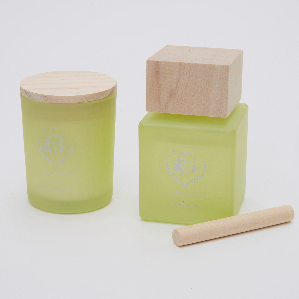 2 in 1 Wooden Top Diffuser & Soy Candle Gift Set - Wild Lemongrass