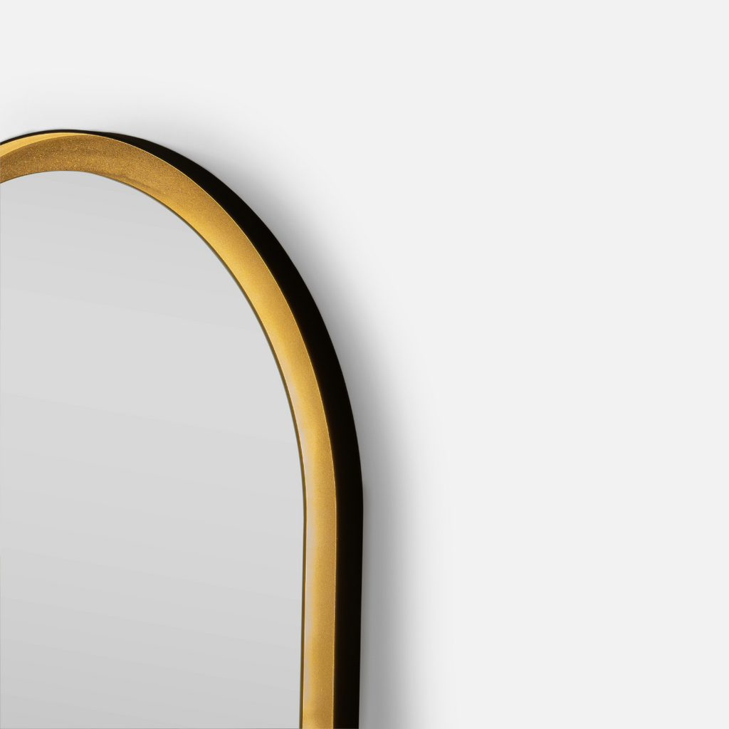 Halo Deep Frame Black Steel Pill Mirror