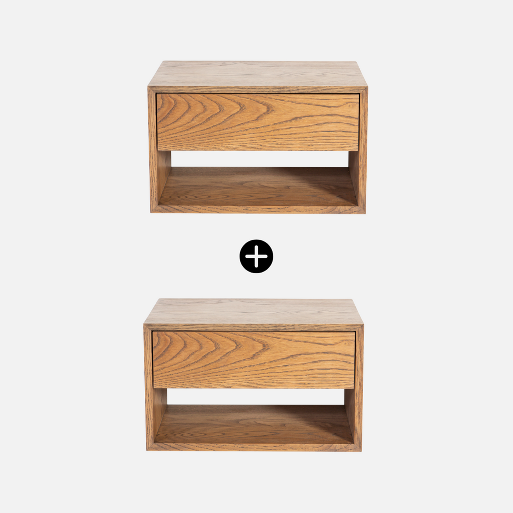Copenhagen Floating Bedside Table Combo - Dark Oak