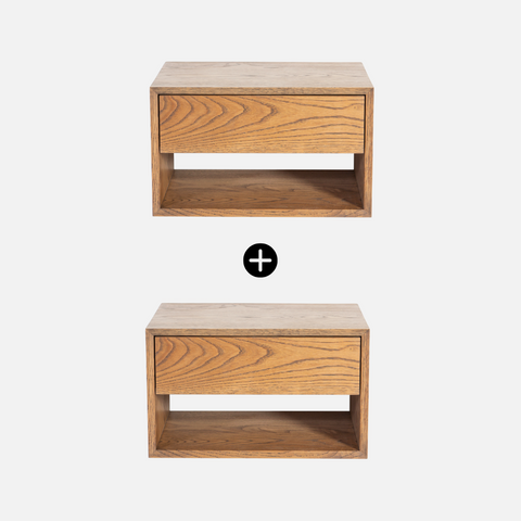 Copenhagen Floating Bedside Table Combo - Dark Oak