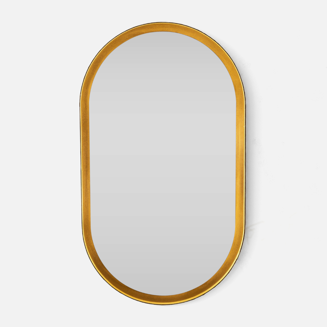 Halo Deep Frame Black Steel Pill Mirror