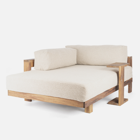 Kumo Outdoor Daybed + Table - Iroko Hardwood