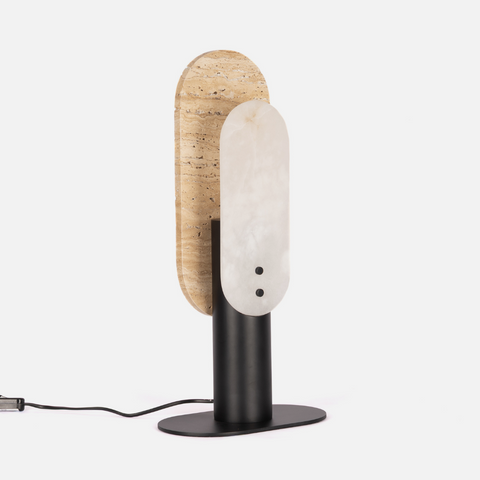 Alabaster Table Lamp - Black, Stone