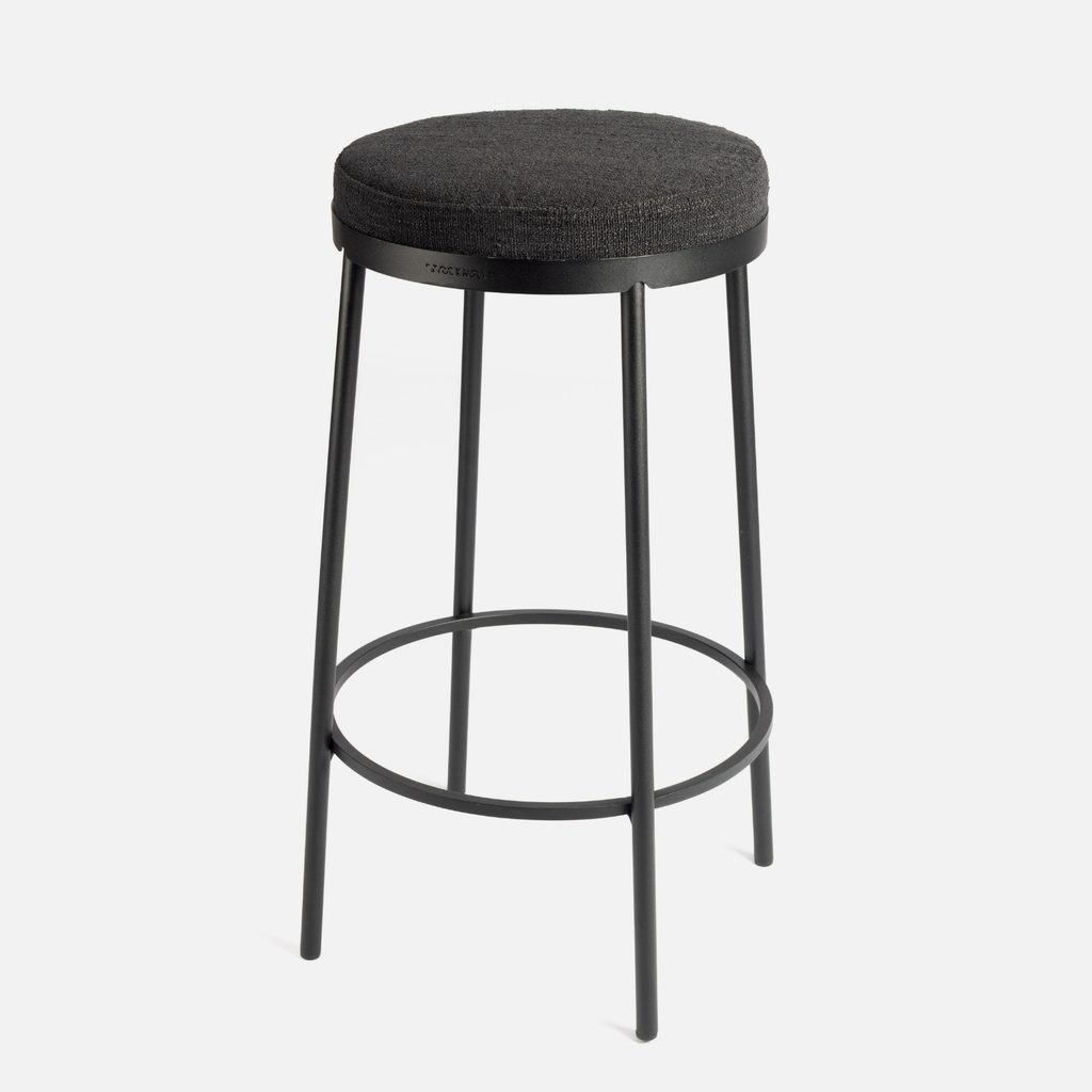 Stockholm Round Kitchen Stool - Jet Black