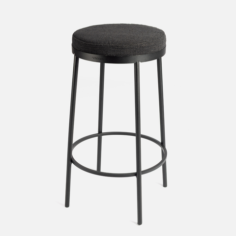 Stockholm Round Kitchen Stool - Jet Black