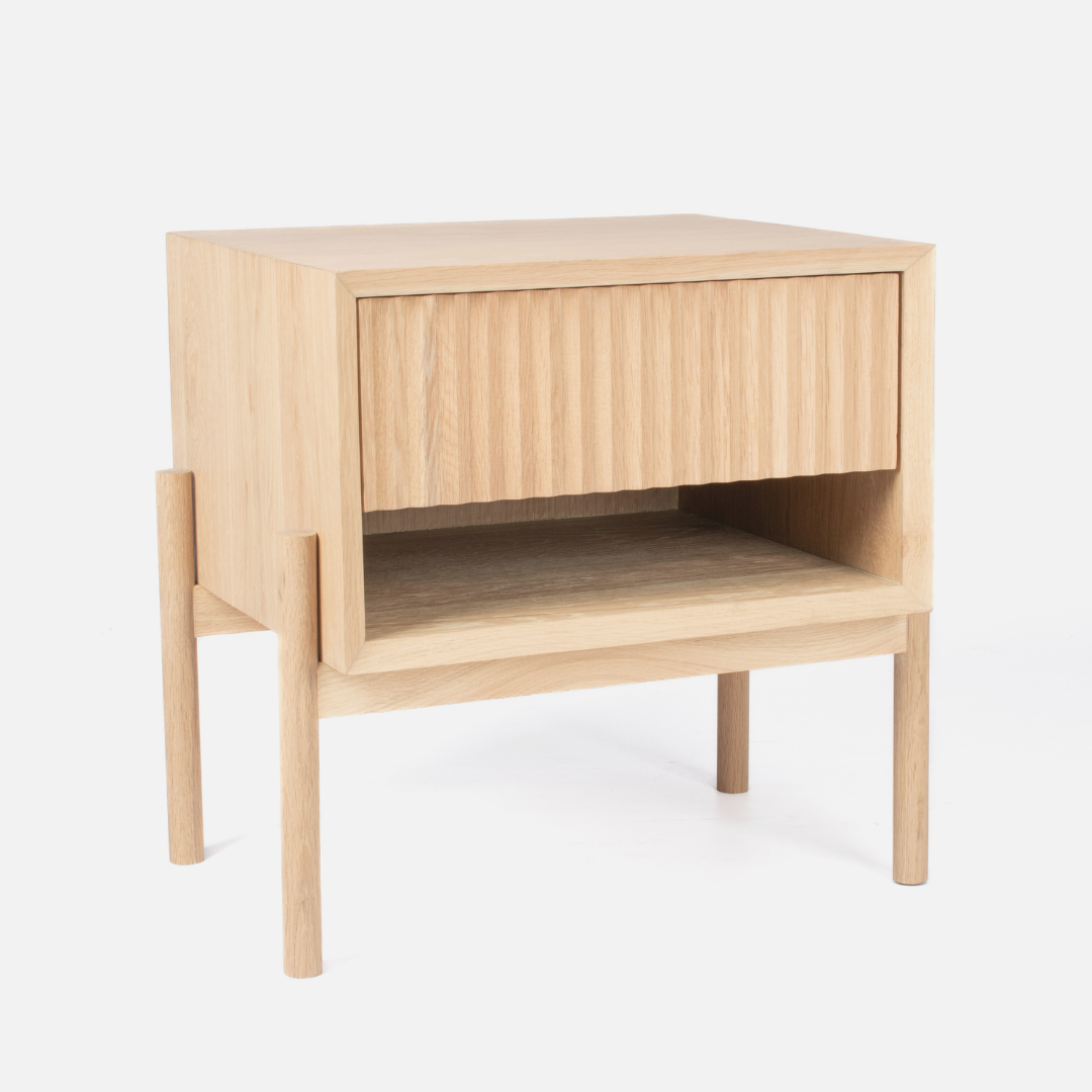 Copenhagen Fluted Bedside Table - Light Oak