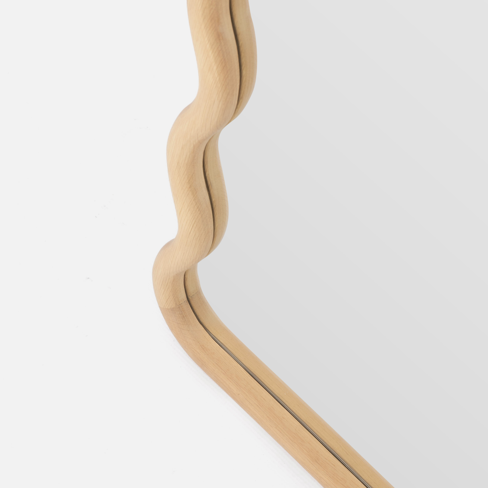 Wavy Standing Mirror - Solid Oak