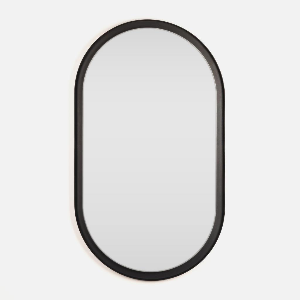 Halo Deep Frame Black Steel Pill Mirror