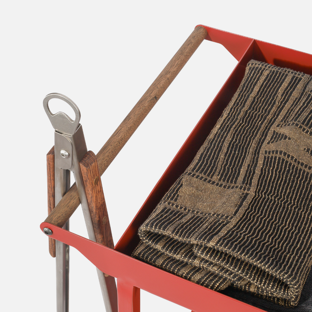 Stockholm Drinks Caddy - Oxide Red / Dark Oak