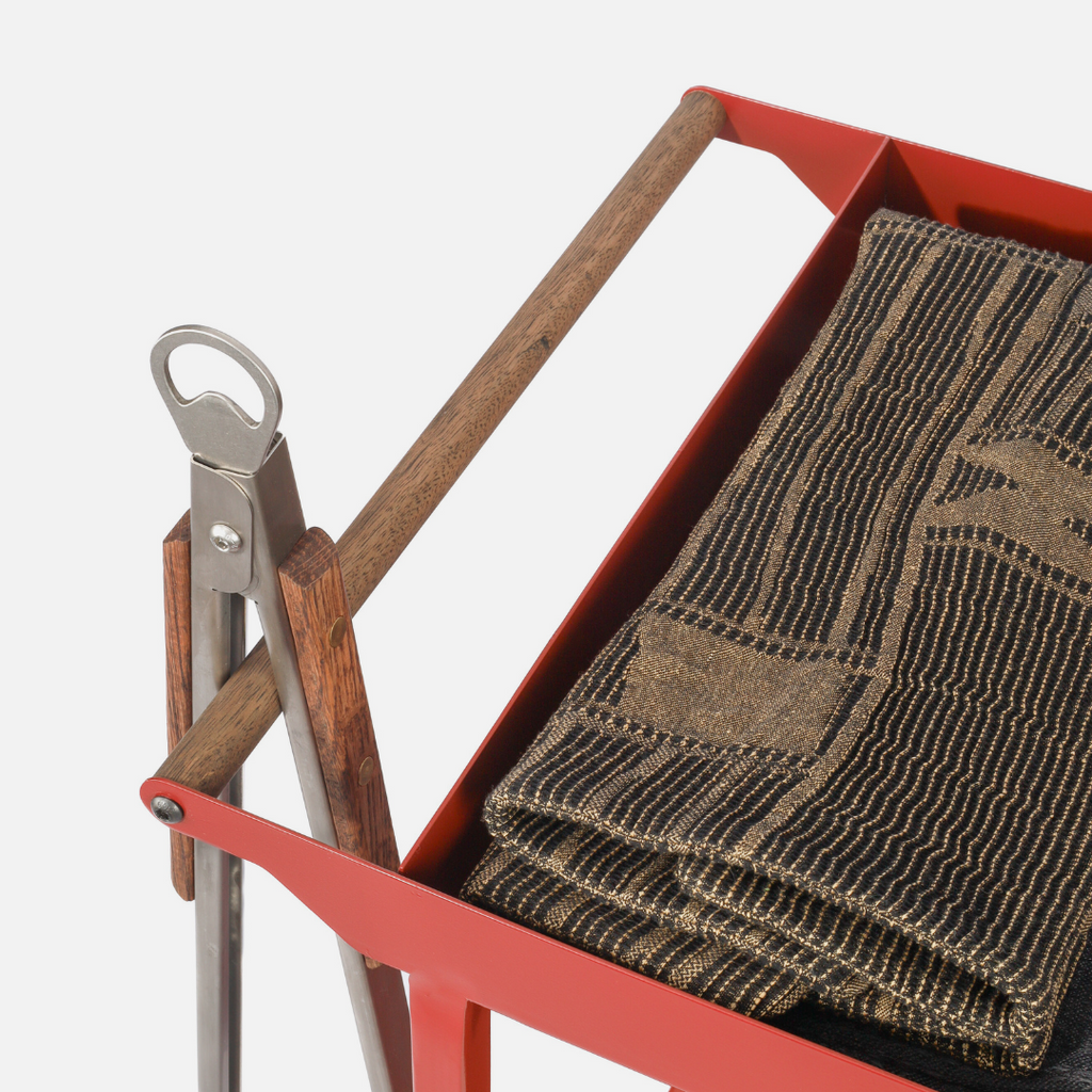 Stockholm Drinks Caddy - Oxide Red / Dark Oak