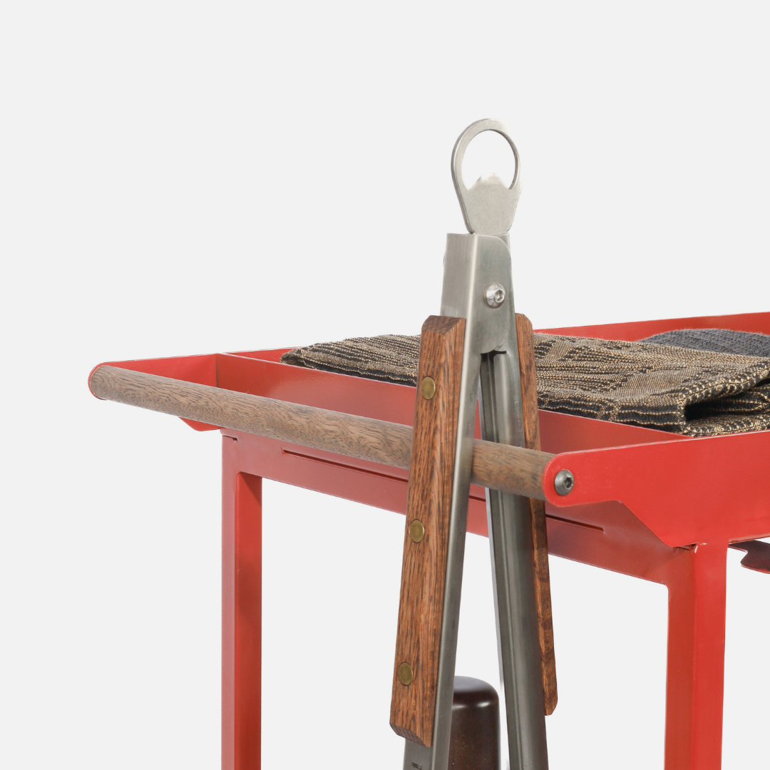 Stockholm Drinks Caddy - Oxide Red / Dark Oak