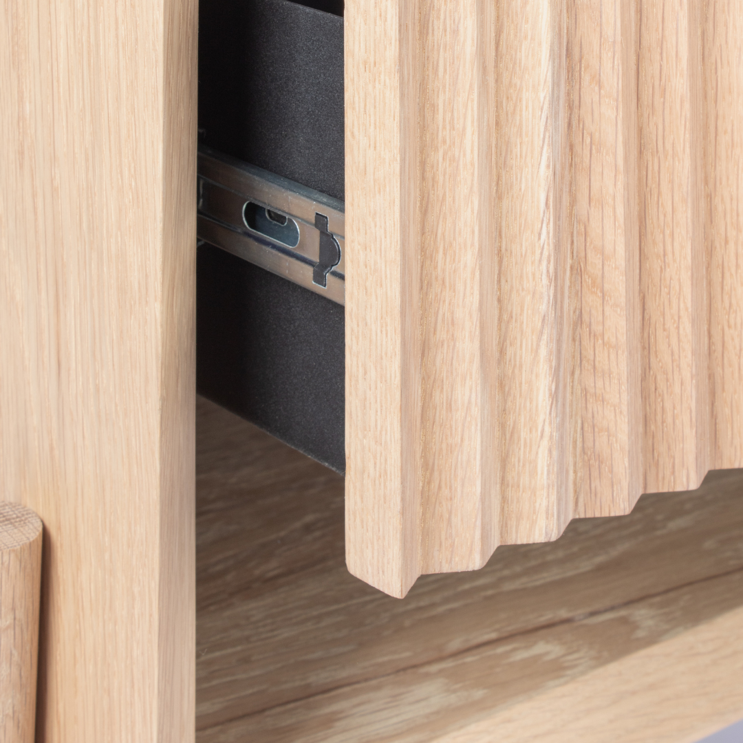 Copenhagen Fluted Bedside Table - Light Oak