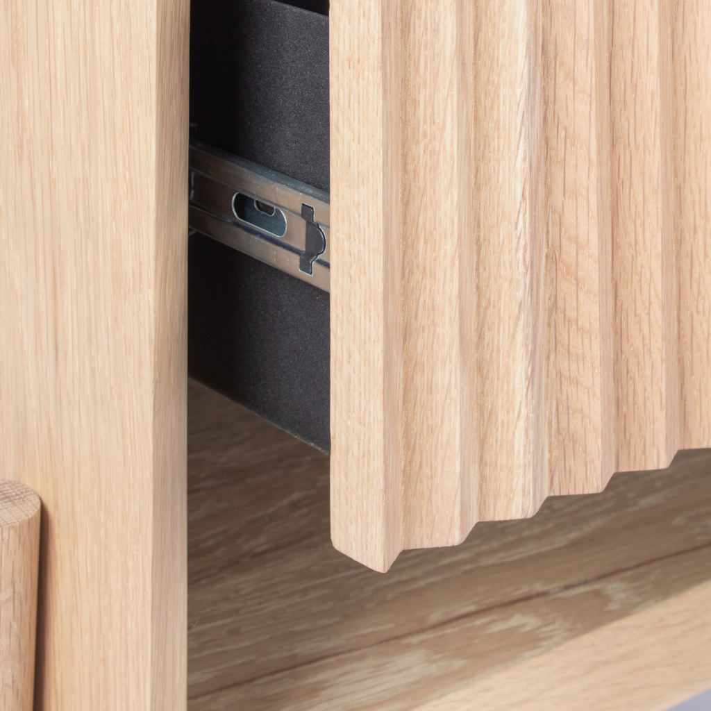 Copenhagen Fluted Bedside Table - Light Oak