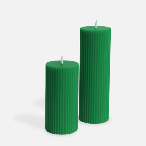 Ribbed Pillar Candle  - Green Riesling
