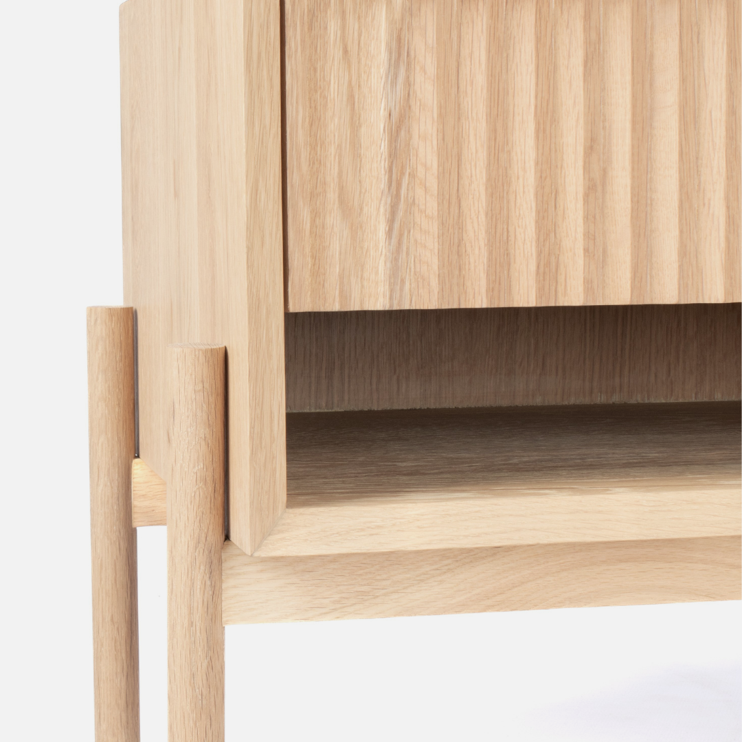 Copenhagen Fluted Bedside Table - Light Oak
