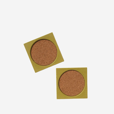 Set Of 2 Core Coasters - Muted Lime