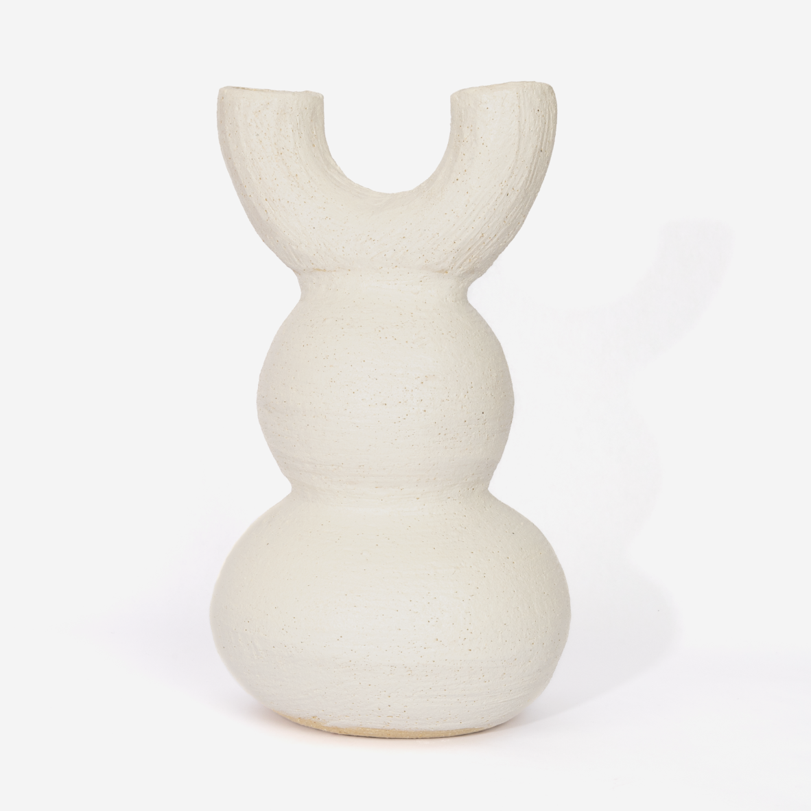 Double Cow Vase - Rough White