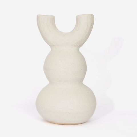 Double Cow Vase - Rough White