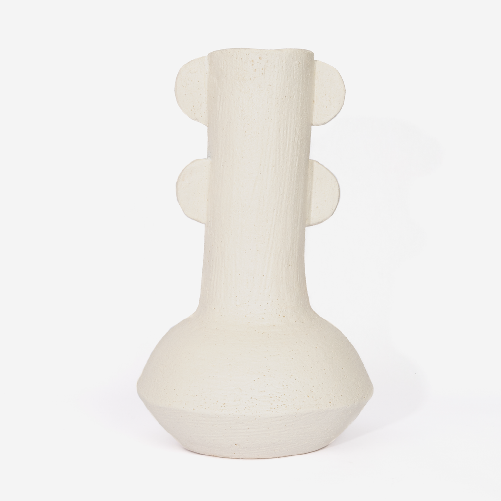 Double Ear Vase - Rough White