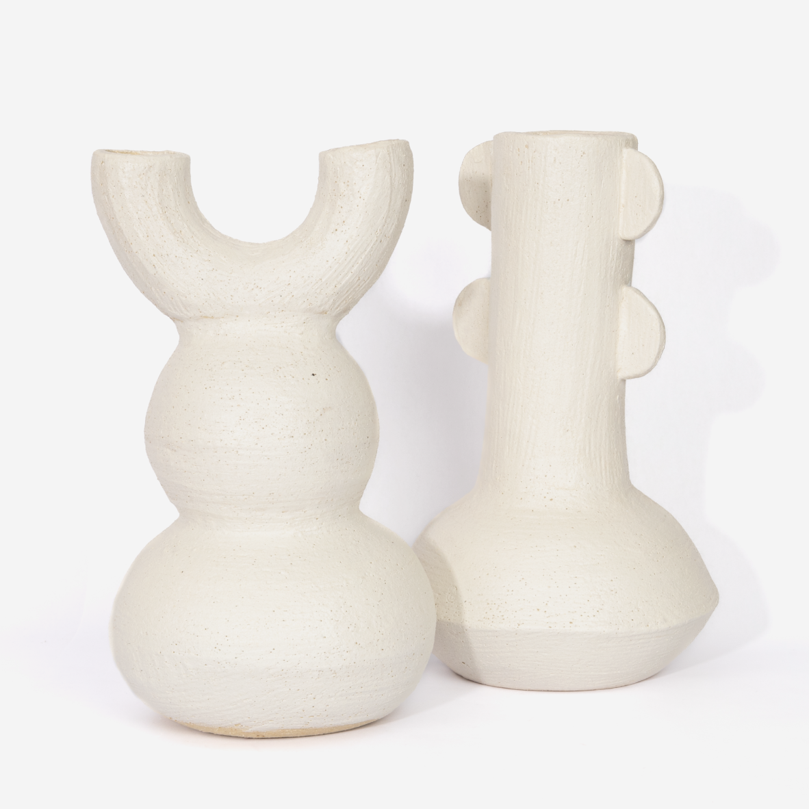 Double Cow Vase - Rough White