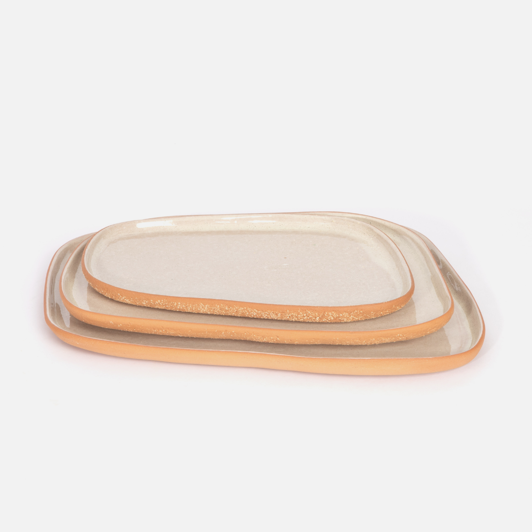 Ceres 3 Piece Terracotta Platter Set - Oat