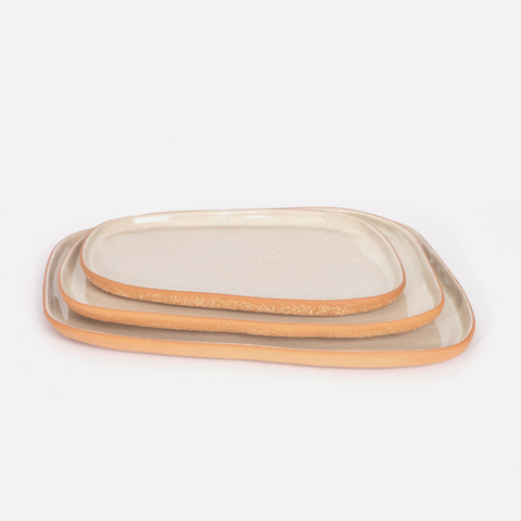 Ceres 3 Piece Terracotta Platter Set - Oat