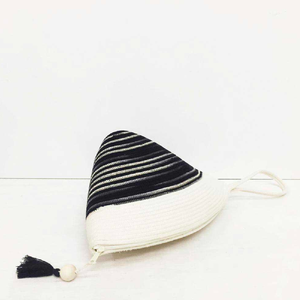 Handle Clutch Bag - Black Ikat