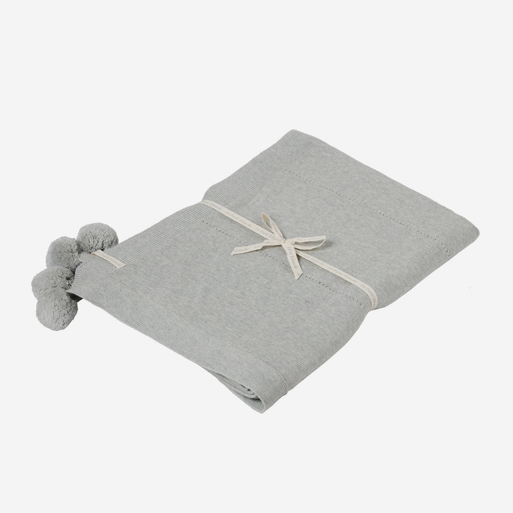 Cotton Knit Throw -  Bobbles Grey