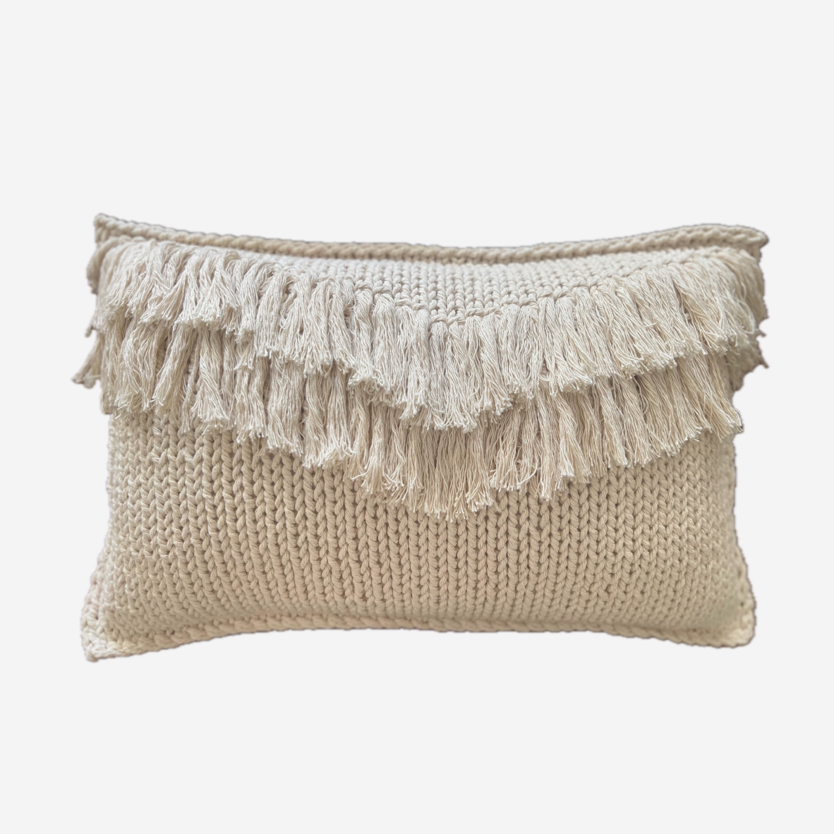 Knitted Twine Scatter Cushion - Fringe