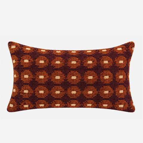 Punch Needle Scatter Cushion - Curvature Pattern 5 Rust & Plum