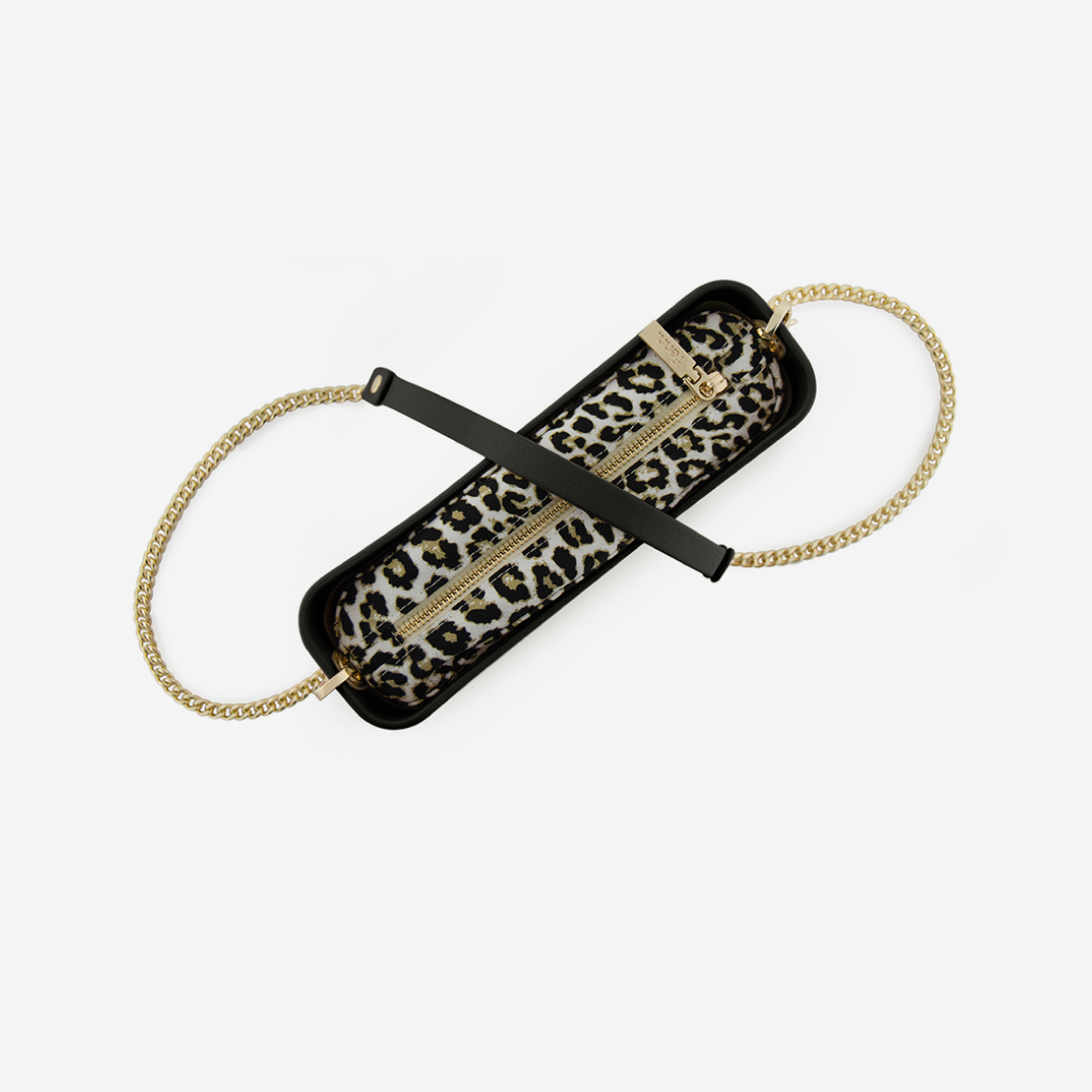 Classic Handbag - Black - Leopard Inner - Gold Chain