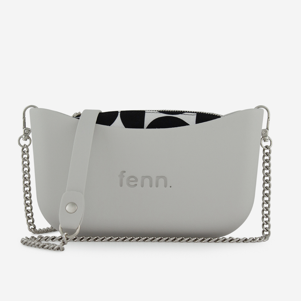 Classic Handbag - Ice Grey - Half Circles Inner - Silver Chain