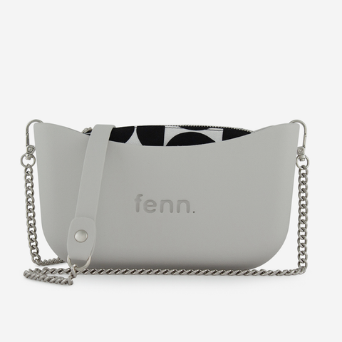 Classic Handbag - Ice Grey - Half Circles Inner - Silver Chain