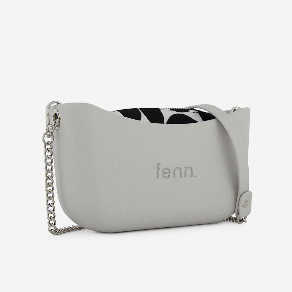 Classic Handbag - Ice Grey - Half Circles Inner - Silver Chain
