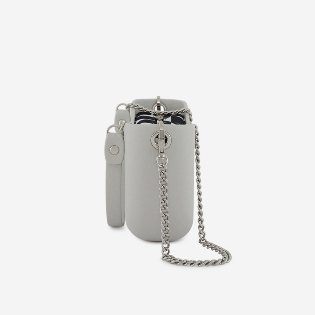 Classic Handbag - Ice Grey - Half Circles Inner - Silver Chain