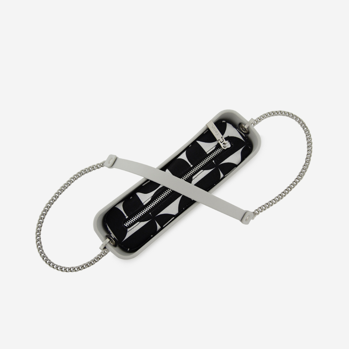Classic Handbag - Ice Grey - Half Circles Inner - Silver Chain